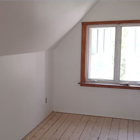 Freshly painted walls in Extra White on Withrow Ave, Toronto, ON 