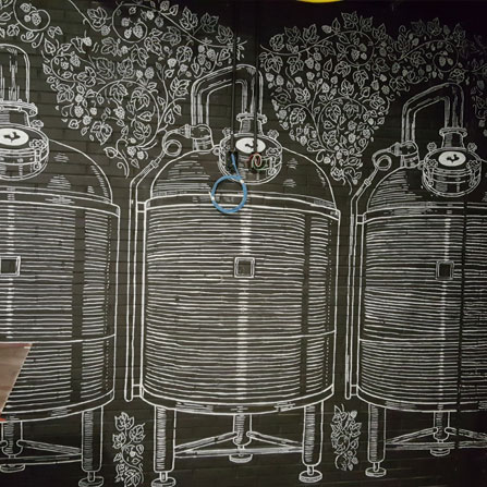 Close up detail of Big Rock Brewery in Toronto, Ontario